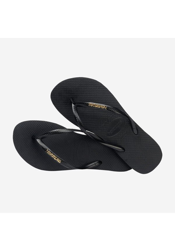 SLIM LOGO METALLIC BLACK GOLDEN HAVAIANAS