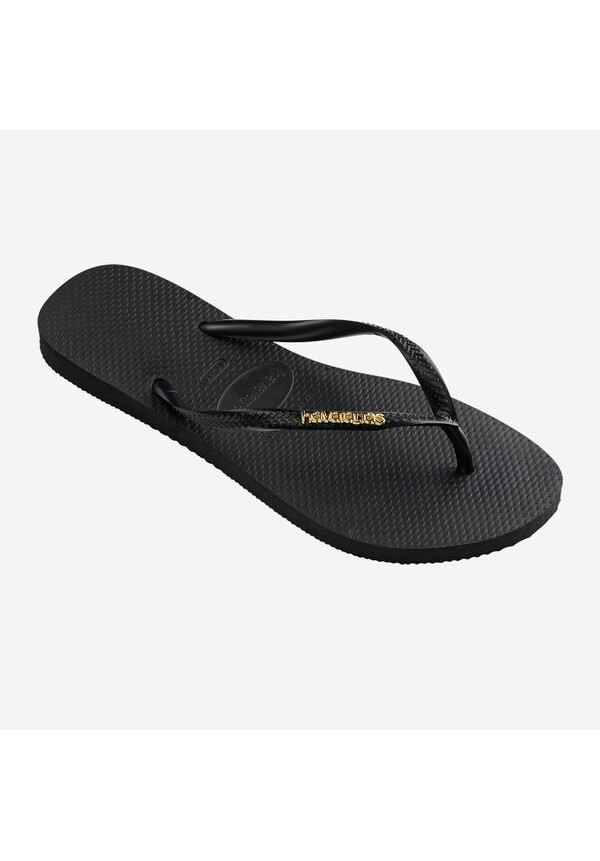 SLIM LOGO METALLIC BLACK GOLDEN HAVAIANAS