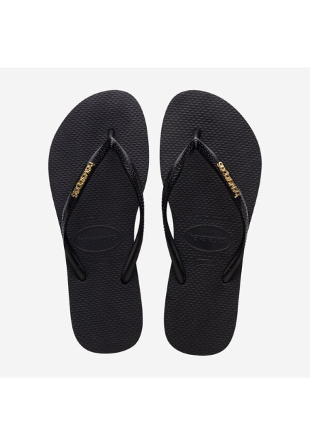 SLIM LOGO METALLIC BLACK GOLDEN HAVAIANAS