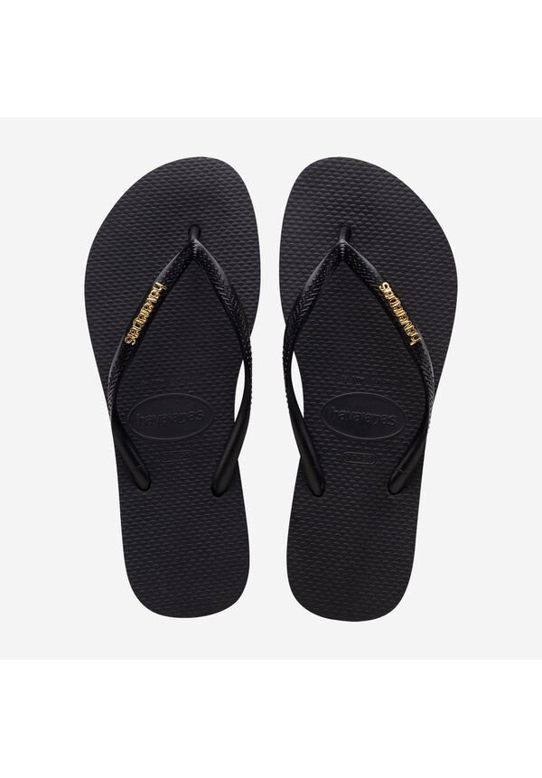 SLIM LOGO METALLIC BLACK GOLDEN HAVAIANAS