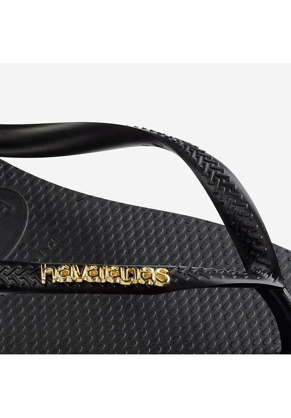 SLIM LOGO METALLIC BLACK GOLDEN HAVAIANAS